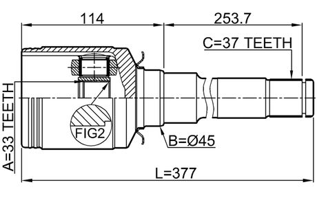 1611-251RH - INNER CV JOINT RIGHT 33X45X37
