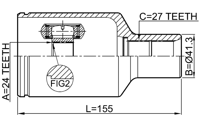 1611-253LH - INNER CV JOINT LEFT 24X41.3X27