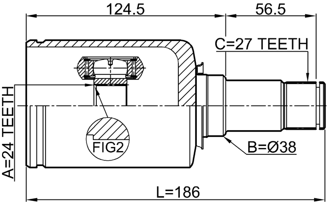 1611-253RH - INNER CV JOINT RIGHT 24X38X27