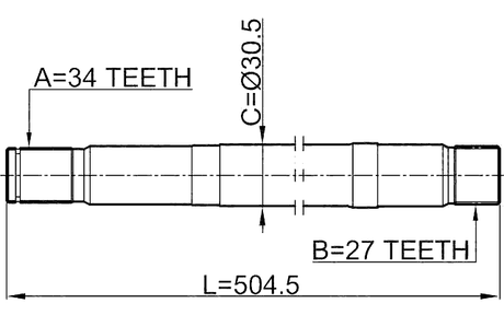 1612-221 - AXLE HALF SHAFT LEFT 27X505X34