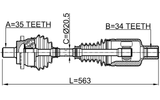 1614-211LH - FRONT CV AXLE SHAFT LEFT 34X520X35