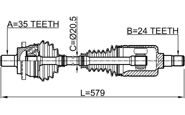 1614-211RH - FRONT CV AXLE SHAFT RIGHT 24X556X35