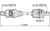 1614-221FLH - FRONT CV AXLE SHAFT LEFT 34X546X30