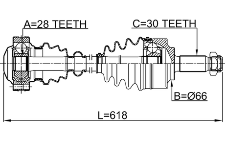 1614-639 - FRONT CV AXLE SHAFT LEFT/RIGHT 618X30