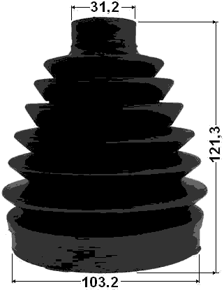 1617P-164 - BOOT OUTER CV JOINT KIT PVC 103.2X121.3X31.2