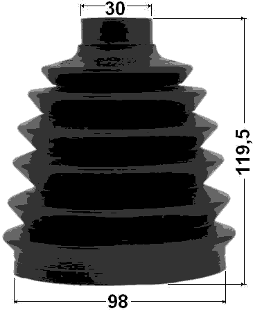 1617P-164S - BOOT OUTER CV JOINT KIT PVC 98X119.5X30