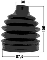1617P-221 - BOOT OUTER CV JOINT KIT PVC 87.5X105X30