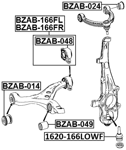 1620-166LOWF - BALL JOINT FRONT STEERING KNUCKLE