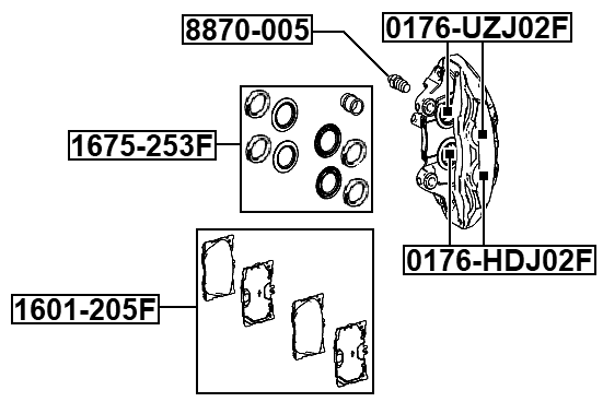 1675-253F - FRONT BRAKE CALIPER REPAIR KIT (SET FOR ONE SIDE)