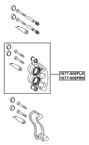 1677-906FLH - FRONT LEFT BRAKE CALIPER ASSEMBLY (WITH BRACKET)