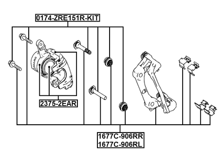 1677C-906RL - REAR LEFT BRAKE CALIPER BRACKET CARRIER (WITH SLIDE PINS)