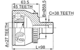 1710-011A45 - OUTER CV JOINT 27X59.5X38