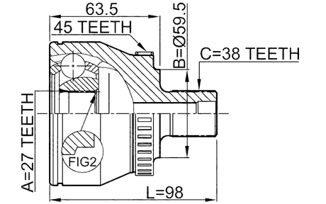 1710-011A45 - OUTER CV JOINT 27X59.5X38