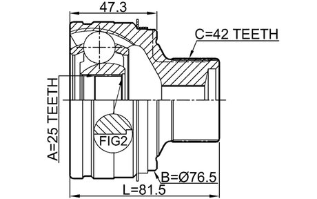 1710-A4 - OUTER CV JOINT 25X76.5X42