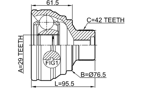 1710-A5 - OUTER CV JOINT 29X76.4X42