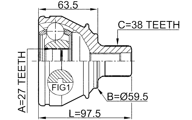 1710-A8 - OUTER CV JOINT 27X59.5X38
