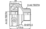 1710-Q520MT - OUTER CV JOINT 33X76.5X42