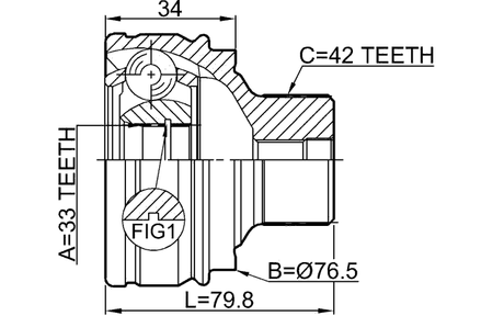 1710-Q520MT - OUTER CV JOINT 33X76.5X42