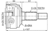 1710-Q7R - OUTER CV JOINT REAR 29X64X30