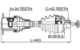 1714-8WF - FRONT CV AXLE SHAFT LEFT/RIGHT 463X42