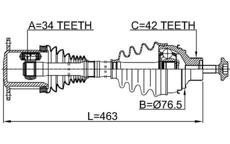 1714-8WF - FRONT CV AXLE SHAFT LEFT/RIGHT 463X42