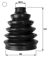 1717P-B8 - BOOT OUTER CV JOINT KIT PVC 95X131X30.5