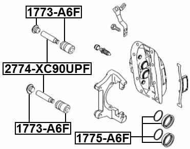 1773-A6F - FRONT BRAKE CALIPER SLIDE PIN BOOT KIT