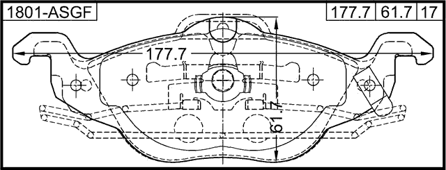 1801-ASGF - PAD KIT, DISC BRAKE, FRONT (WITH ANTI-RATTLE SPRING)