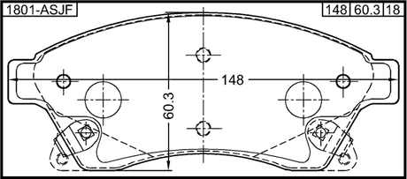 1801-ASJF - PAD KIT, DISC BRAKE, FRONT - KIT (WITH ANTI SQUEAL SHIM, WITH BRACKETS)