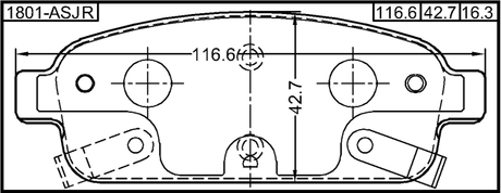 1801-ASJR - PAD KIT, DISC BRAKE, REAR - KIT (WITH ANTI SQUEAL SHIM, WITH BRACKETS)