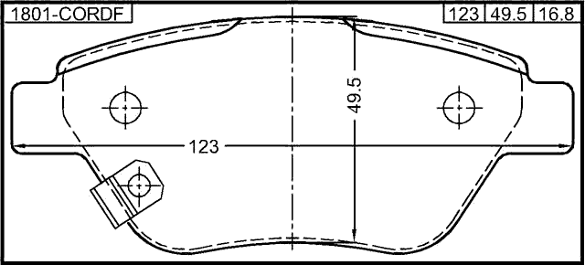 1801-CORDF - PAD KIT, DISC BRAKE, FRONT - KIT (WITH ANTI SQUEAL SHIM, WITH BRACKETS)