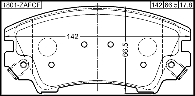 1801-ZAFCF - PAD KIT, DISC BRAKE, FRONT - KIT (WITH ANTI SQUEAL SHIM, WITH BRACKETS)