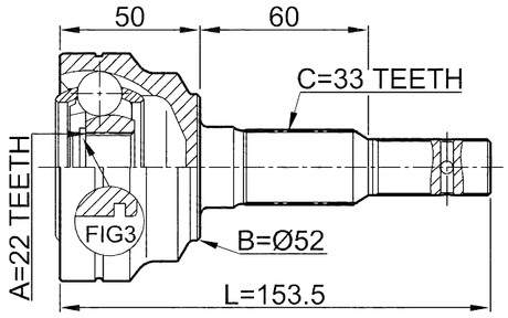 1810-002 - OUTER CV JOINT 22X52X33
