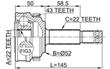 1810-014A43 - OUTER CV JOINT 22X52X22