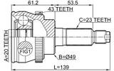 1810-AGIA43 - OUTER CV JOINT 20X49X23