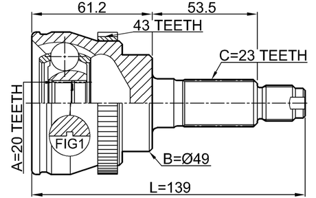 1810-AGIA43 - OUTER CV JOINT 20X49X23