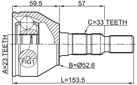 1810-ASJAT - OUTER CV JOINT 23X52X33
