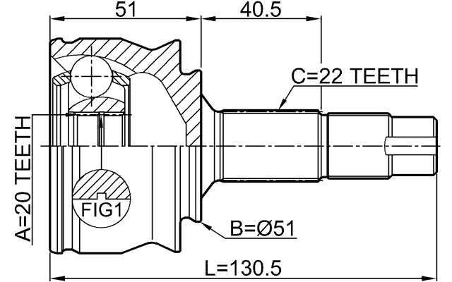 1810-CORD - OUTER CV JOINT 20X51X22
