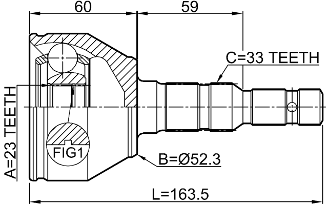 1810-MERB - OUTER CV JOINT 23X52X33