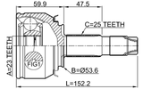 1810-MOK - OUTER CV JOINT 23X53.6X25