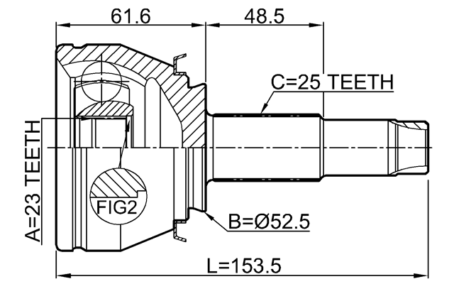 1810-MOK2 - OUTER CV JOINT 23X52.5X25