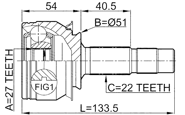 1810-Z14 - OUTER CV JOINT 27X51X22