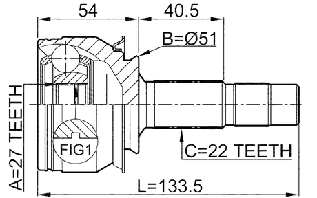 1810-Z14 - OUTER CV JOINT 27X51X22