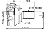 1810-Z16 - OUTER CV JOINT 35X51X25