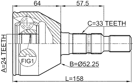 1810-Z18 - OUTER CV JOINT 24X52.25X33