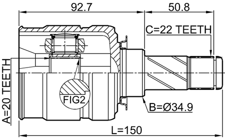 1811-A12 - INNER CV JOINT 20X34.9X22