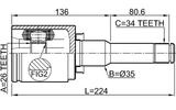 1811-A16LH - INNER CV JOINT LEFT 26X35X34