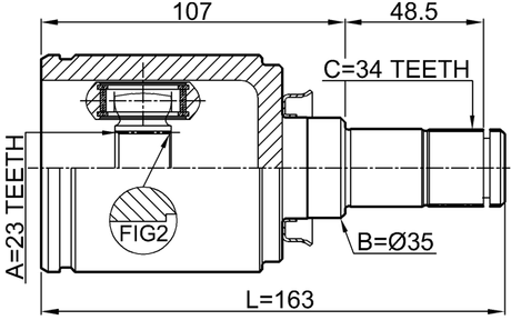 1811-A16RH - INNER CV JOINT RIGHT 23X35X34