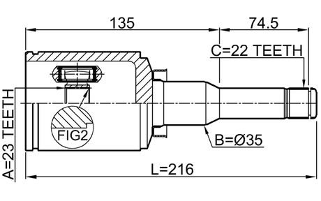 1811-A16XERATLH - INNER CV JOINT LEFT 23X35X22