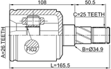 1811-A17DLH - INNER CV JOINT LEFT 26X34.9X25